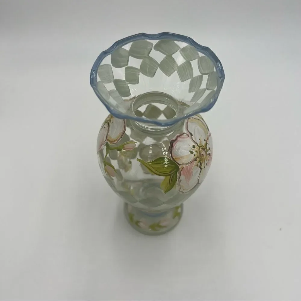 Tracy Porter Small Hand-painted Harlequin and Floral Glass Vase